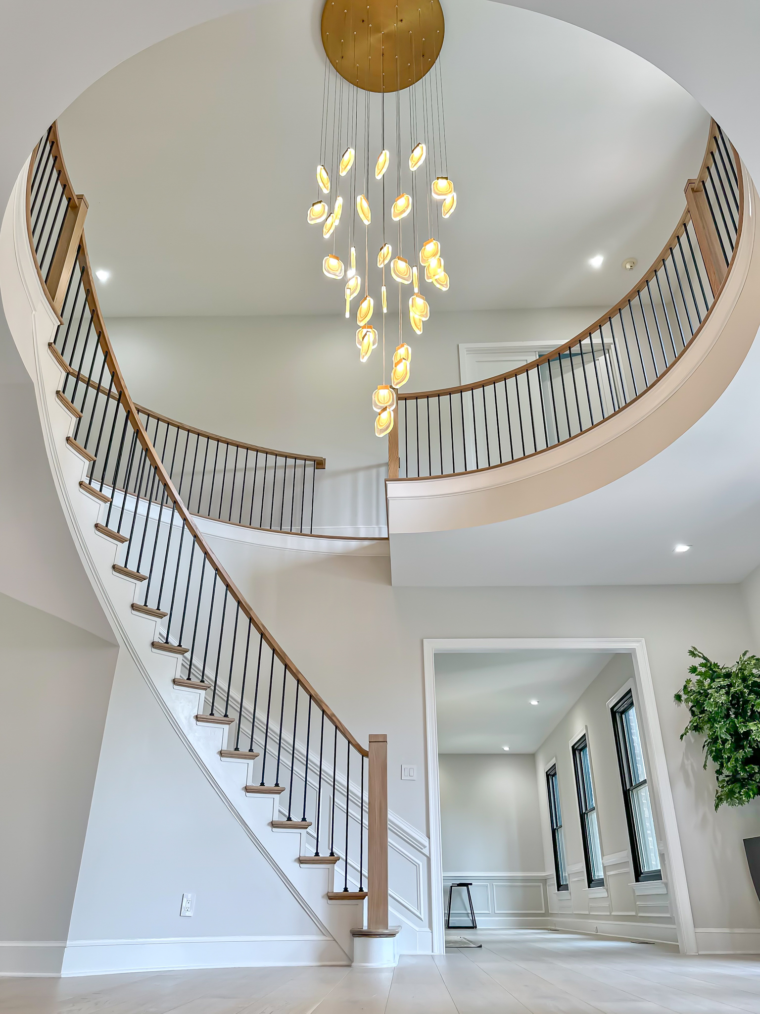 Living room with mid-century lighting