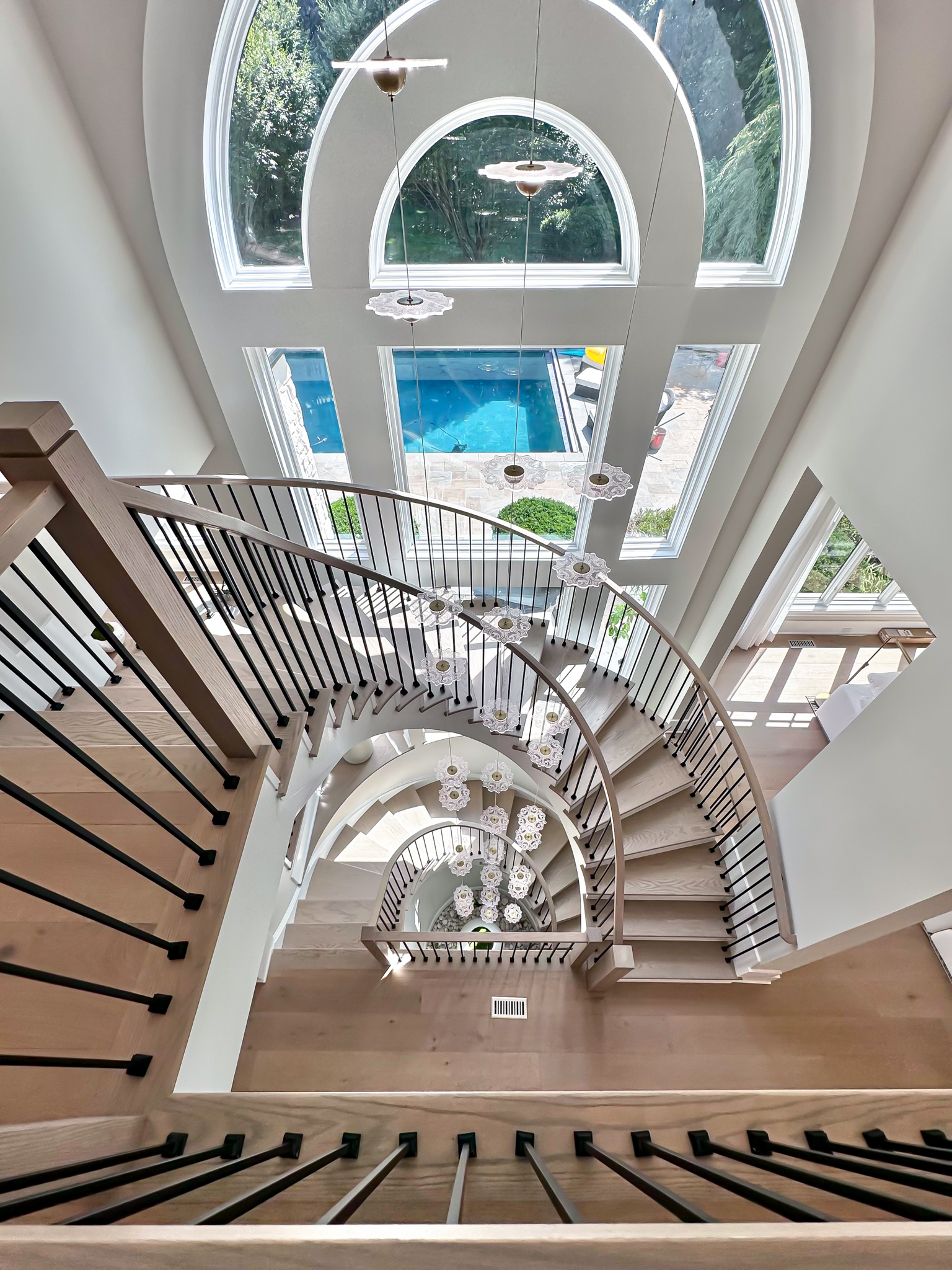 Kitchen with warm natural light and skylights